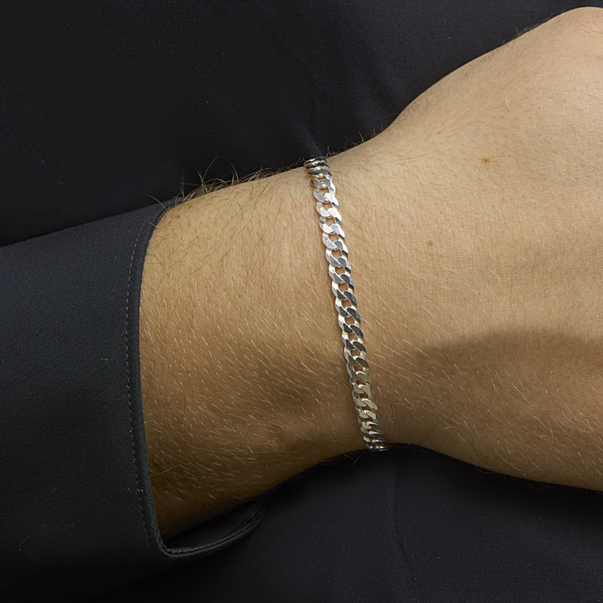 gourmette 6 zijdes geslepen 5,4 mm zilver wit