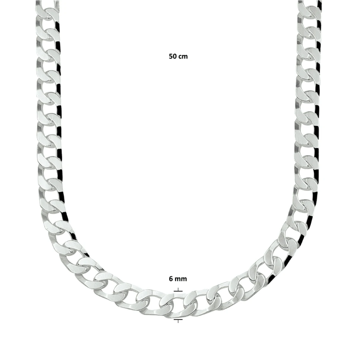 gourmette 6 zijdes geslepen 5,5 mm zilver wit