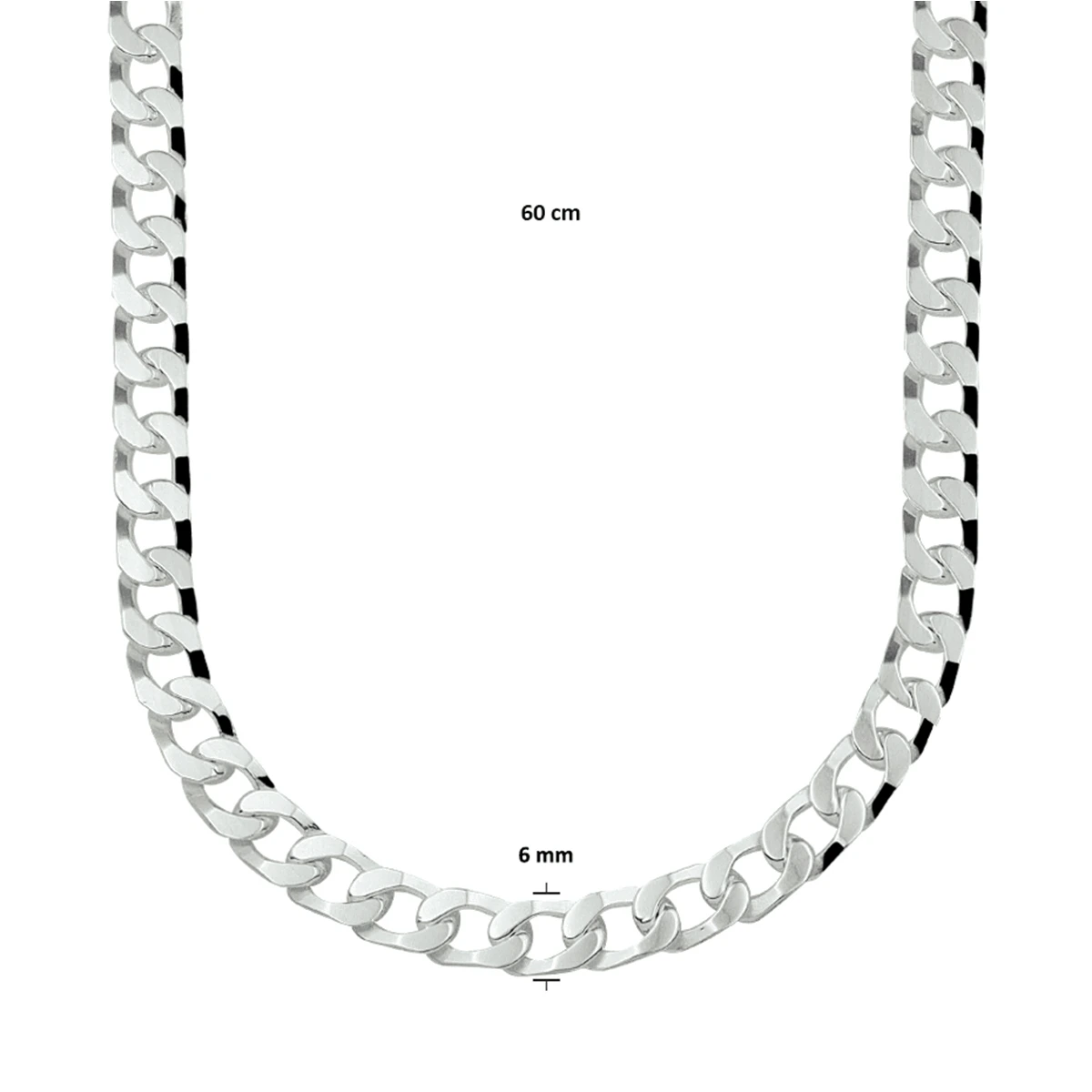 gourmette 6 zijdes geslepen 5,5 mm zilver wit