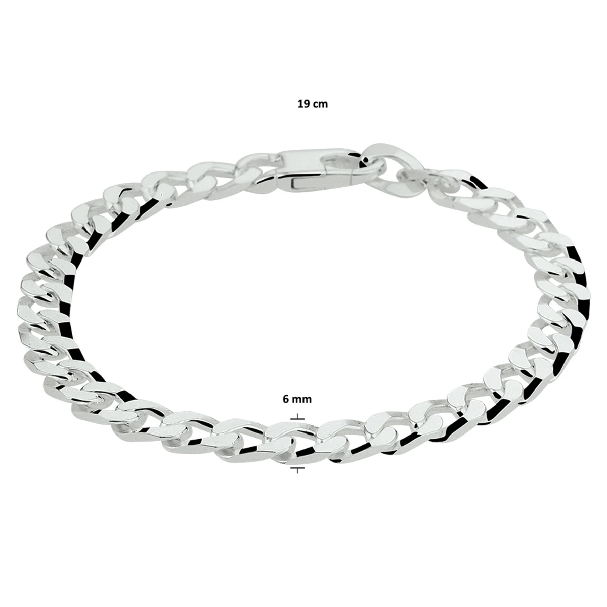 gourmette 6 zijdes geslepen 5,5 mm zilver wit