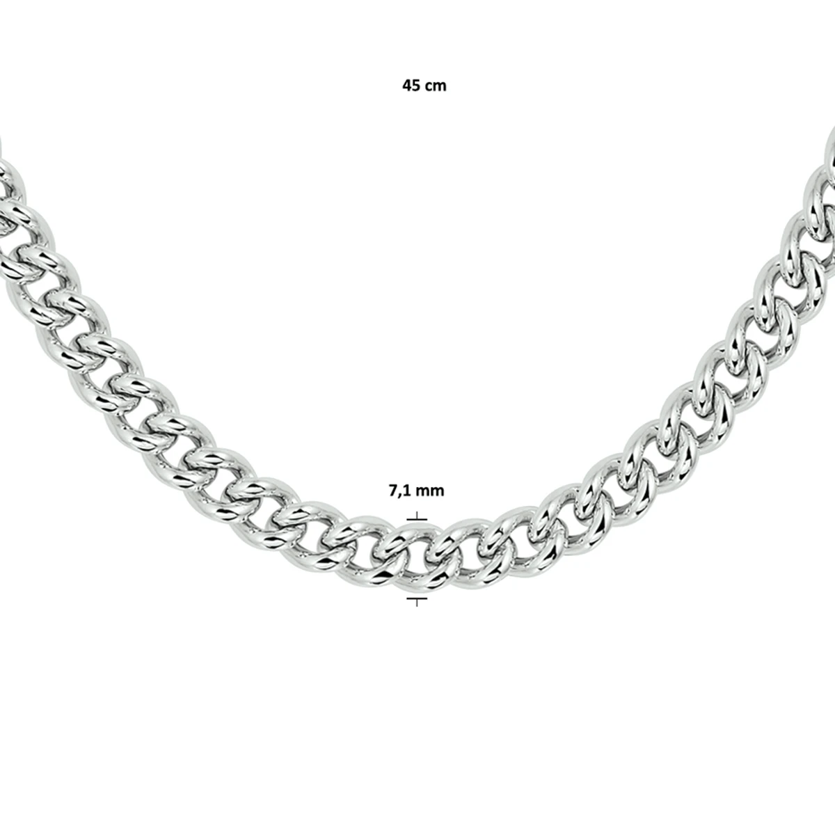 gourmette 7,1 mm zilver gerhodineerd
