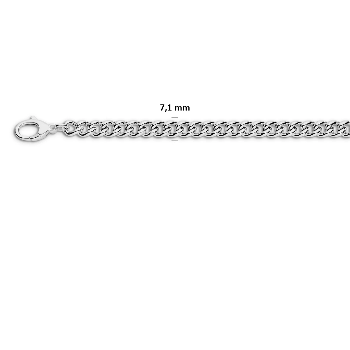 gourmette 7,1 mm zilver gerhodineerd
