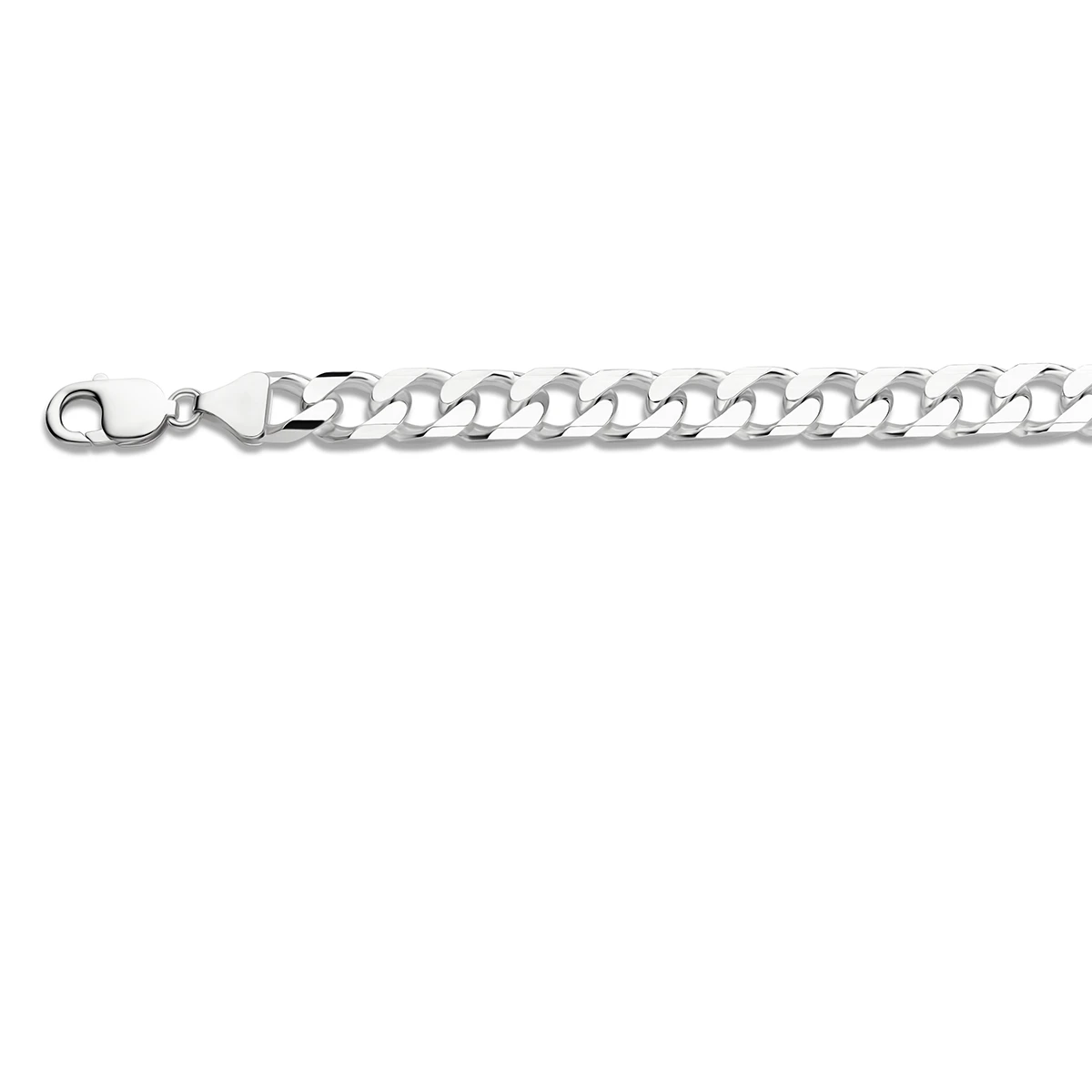 gourmette 8 zijdes geslepen 10 mm zilver wit