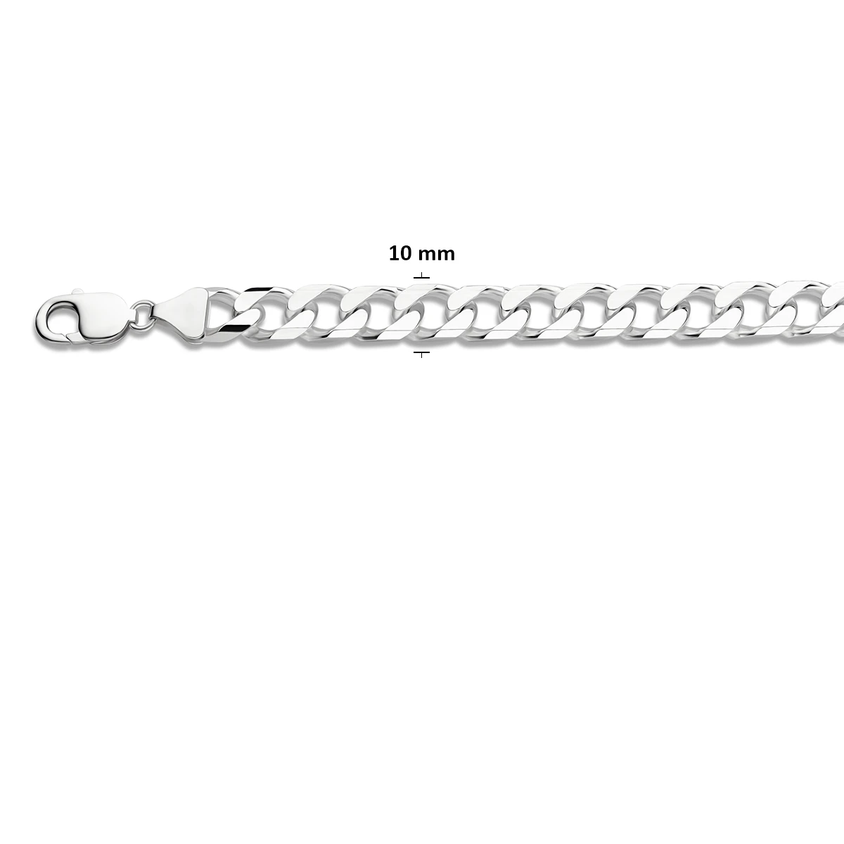 gourmette 8 zijdes geslepen 10 mm zilver wit