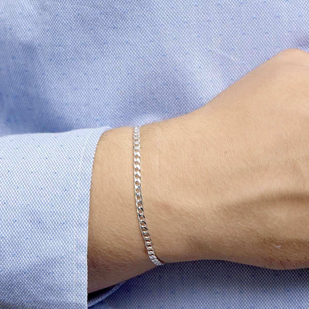 gourmette 8 zijdes geslepen 3,1 mm zilver wit
