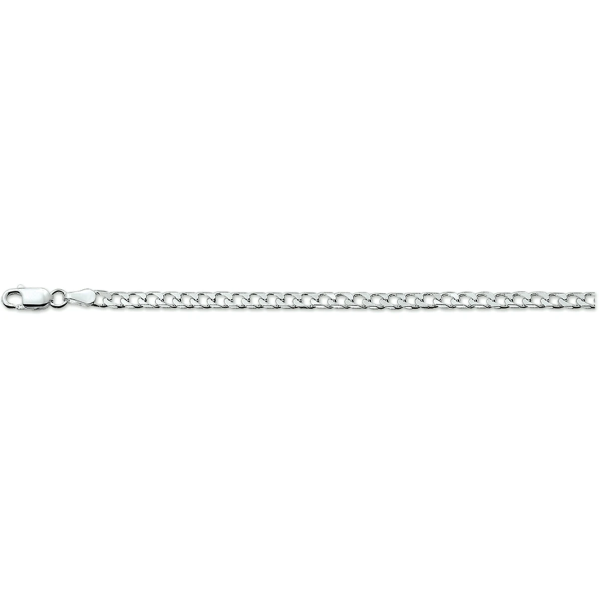 gourmette 8 zijdes geslepen 3,1 mm zilver wit