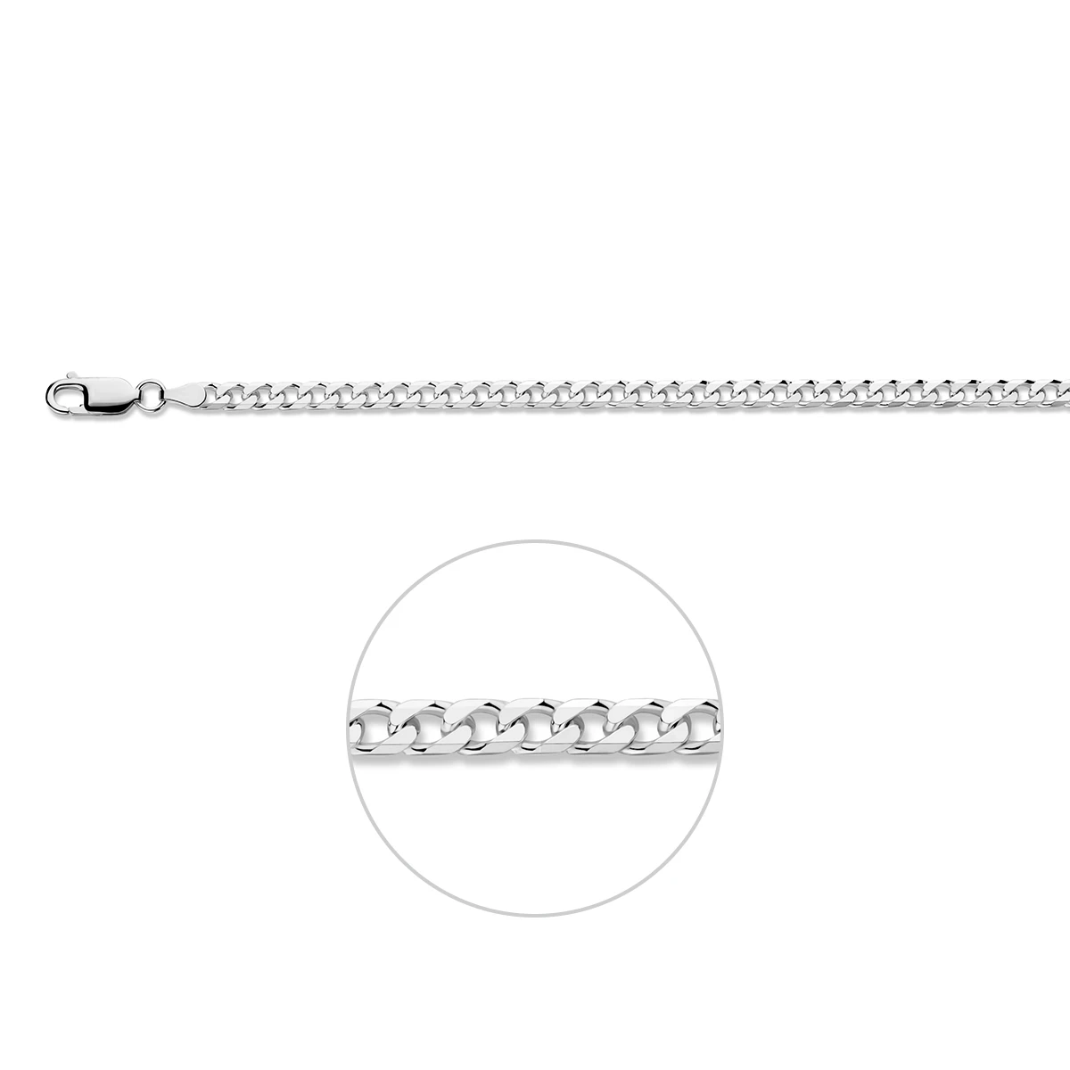gourmette 8 zijdes geslepen 4,0 mm zilver wit