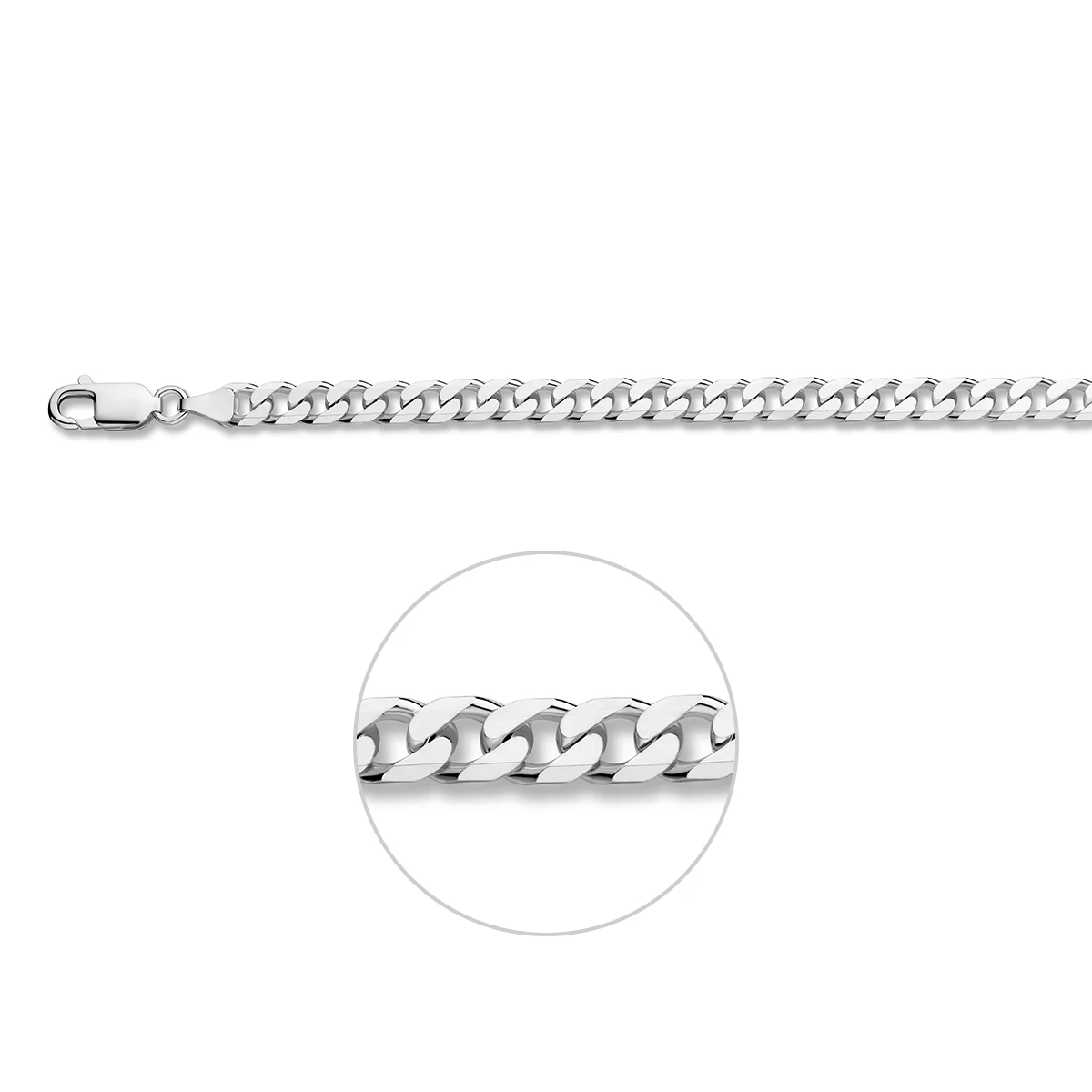 gourmette 8 zijdes geslepen 6,0 mm zilver wit