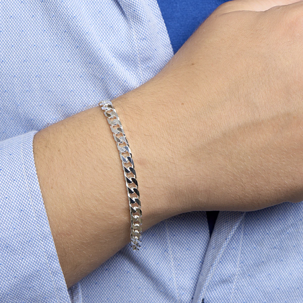 gourmette 8 zijdes geslepen 6,0 mm zilver wit