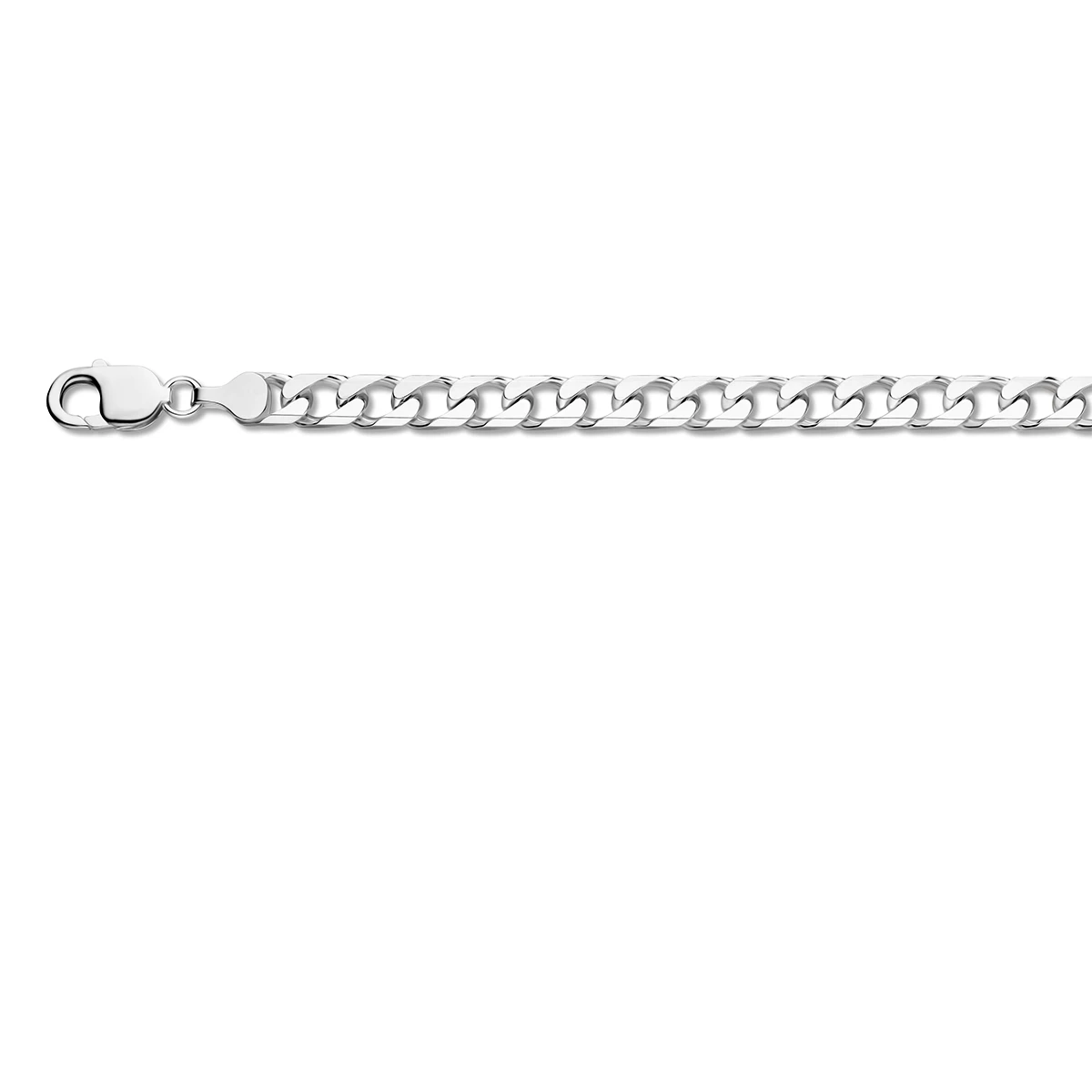 gourmette 8 zijdes geslepen 7,5 mm zilver wit