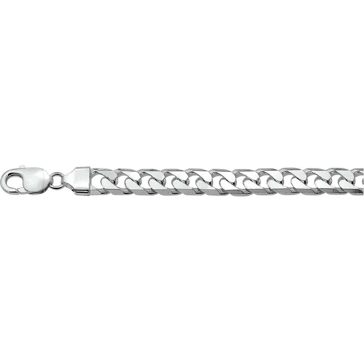 gourmette 8 zijdes geslepen 7,5 mm zilver wit