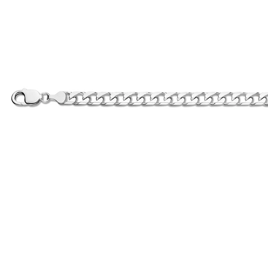 gourmette 8 zijdes geslepen 7,5 mm zilver wit