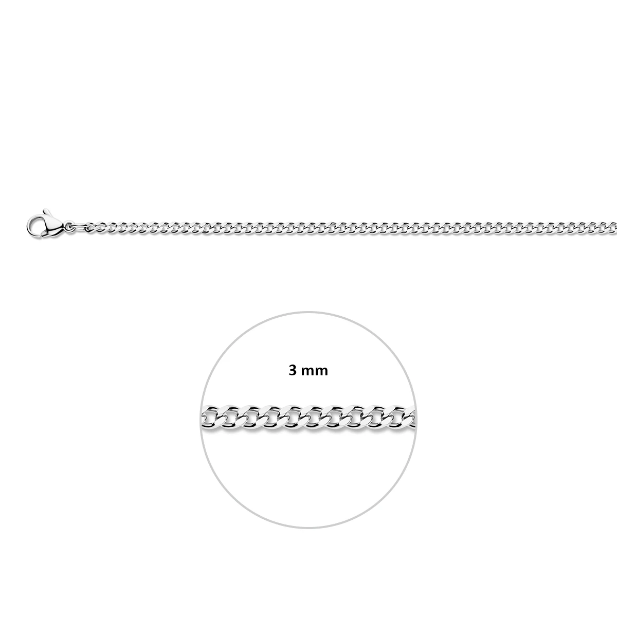 gourmette geslepen 3,0 mm edelstaal