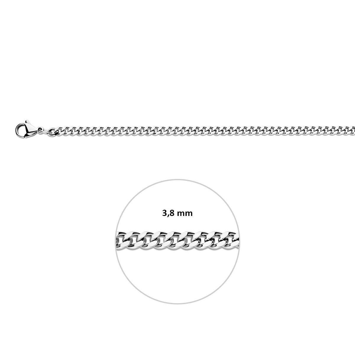 gourmette geslepen 3,8 mm edelstaal