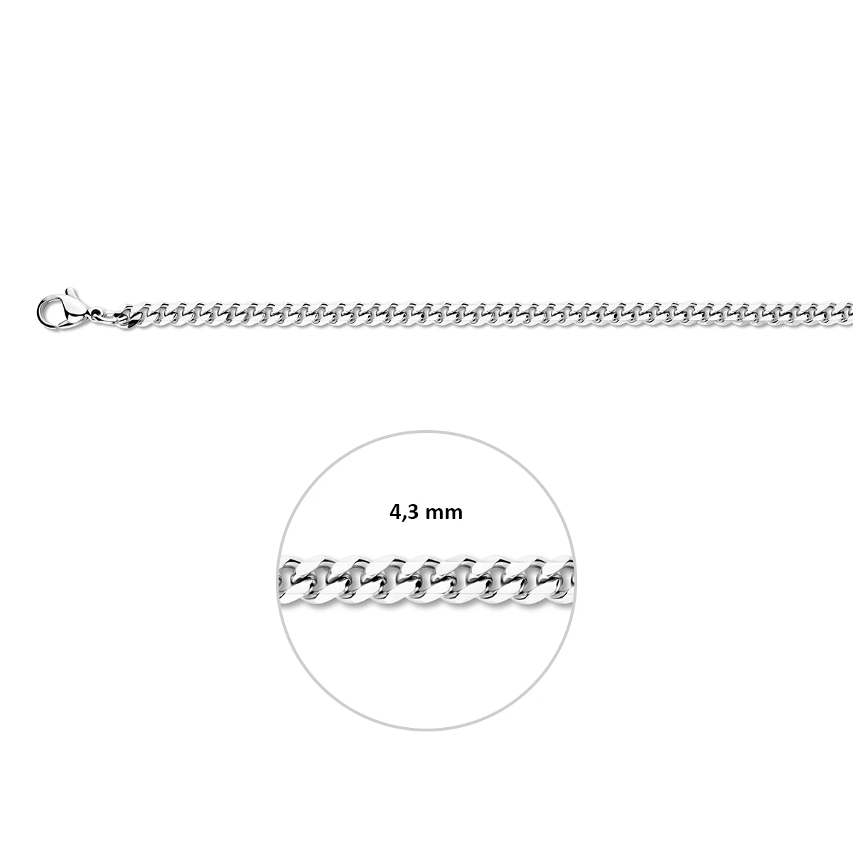 gourmette geslepen 4,3 mm edelstaal