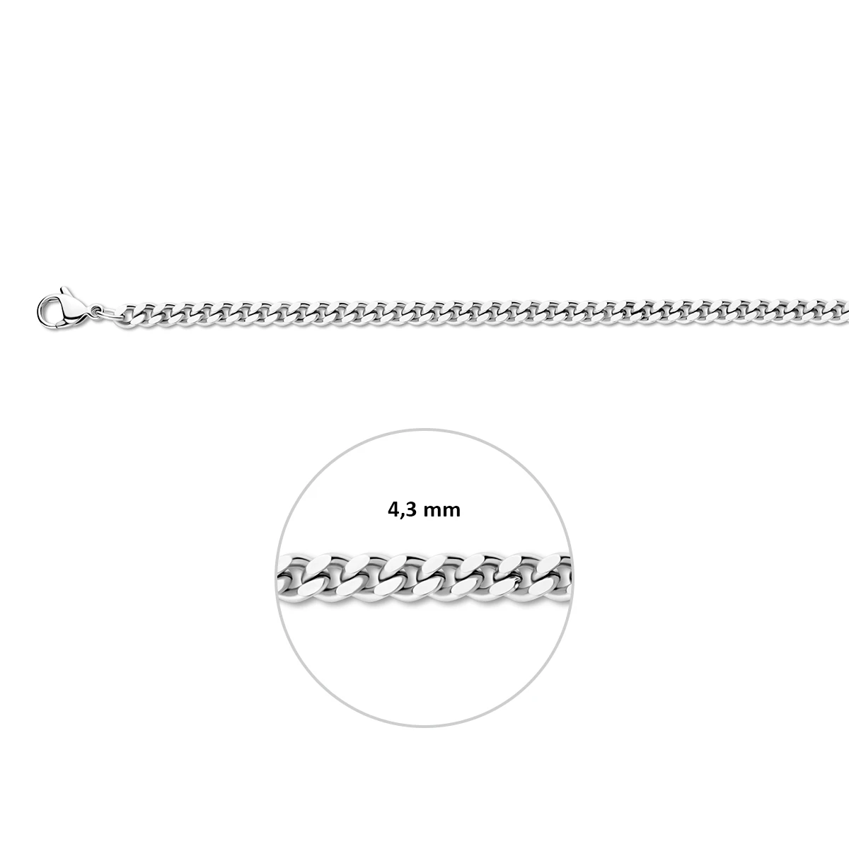 gourmette geslepen 4,3 mm edelstaal