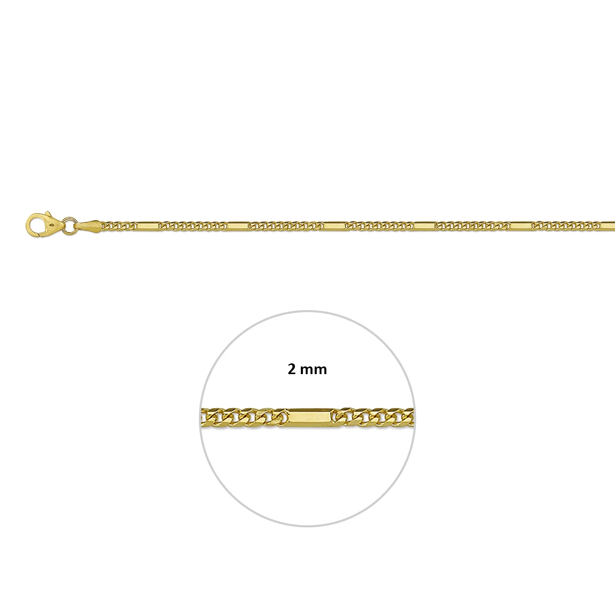 gourmette met tussenstuk 2,0 mm 14K geelgoud