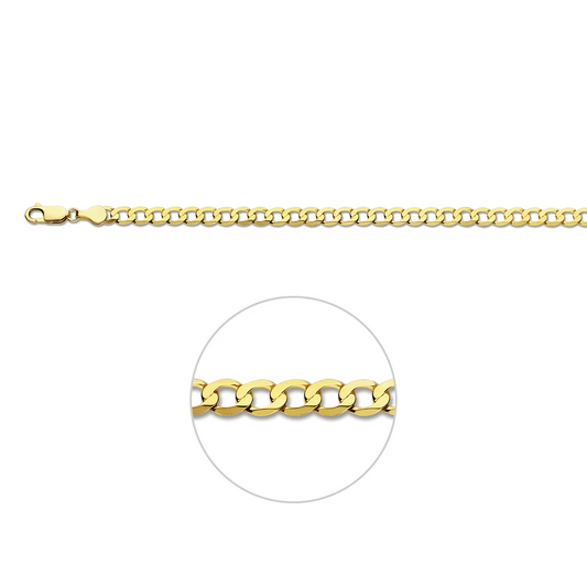 gourmette wijd 6 zijdes geslepen 4,8 mm massief 14K geelgoud