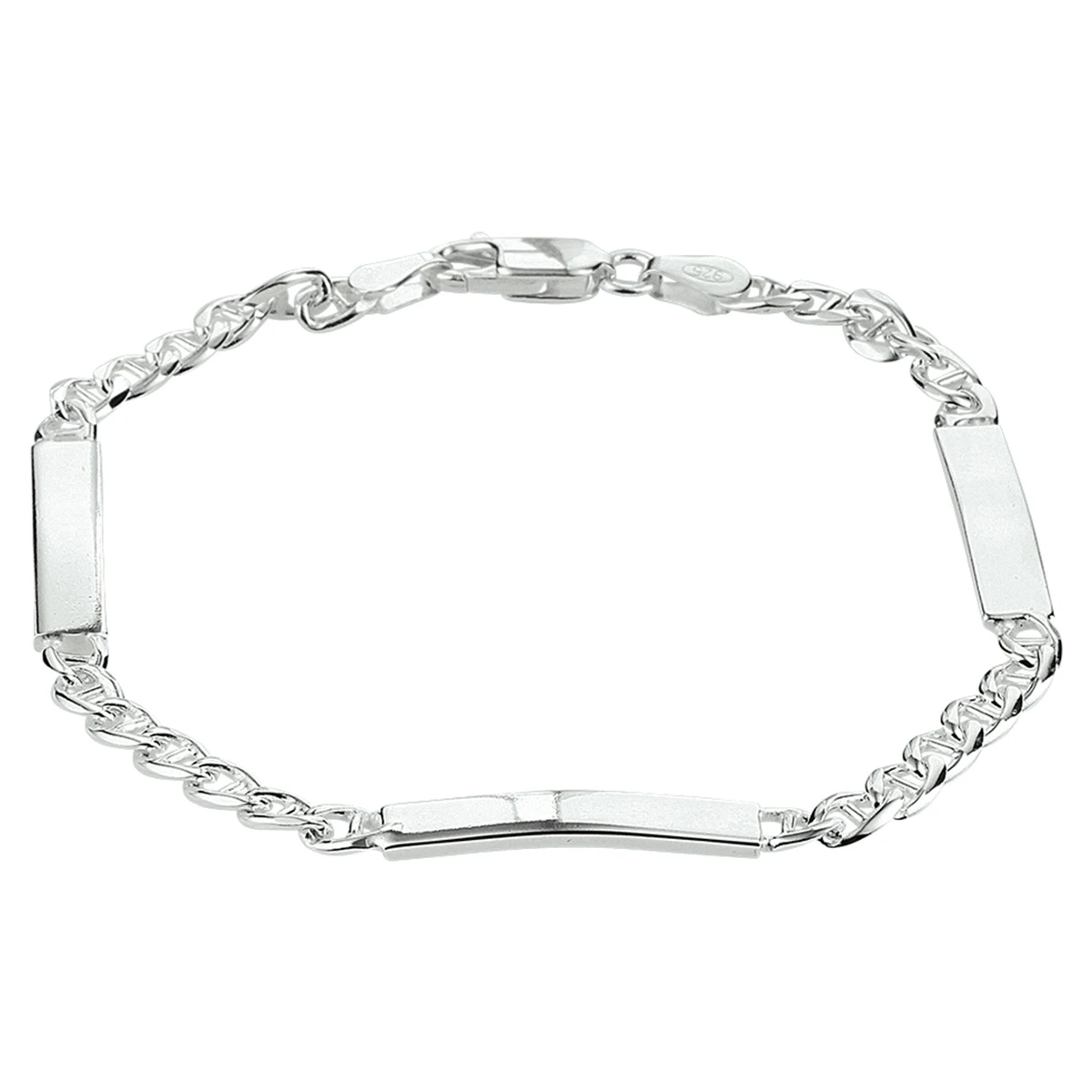 graveerarmband anker 4,0 mm 19 cm zilver wit