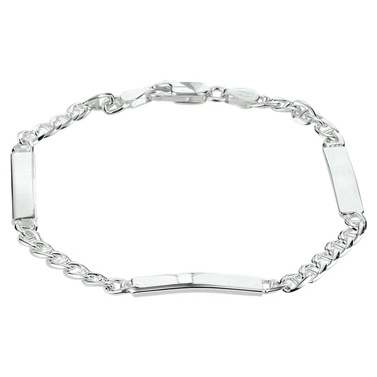graveerarmband anker 4,0 mm 19 cm zilver wit