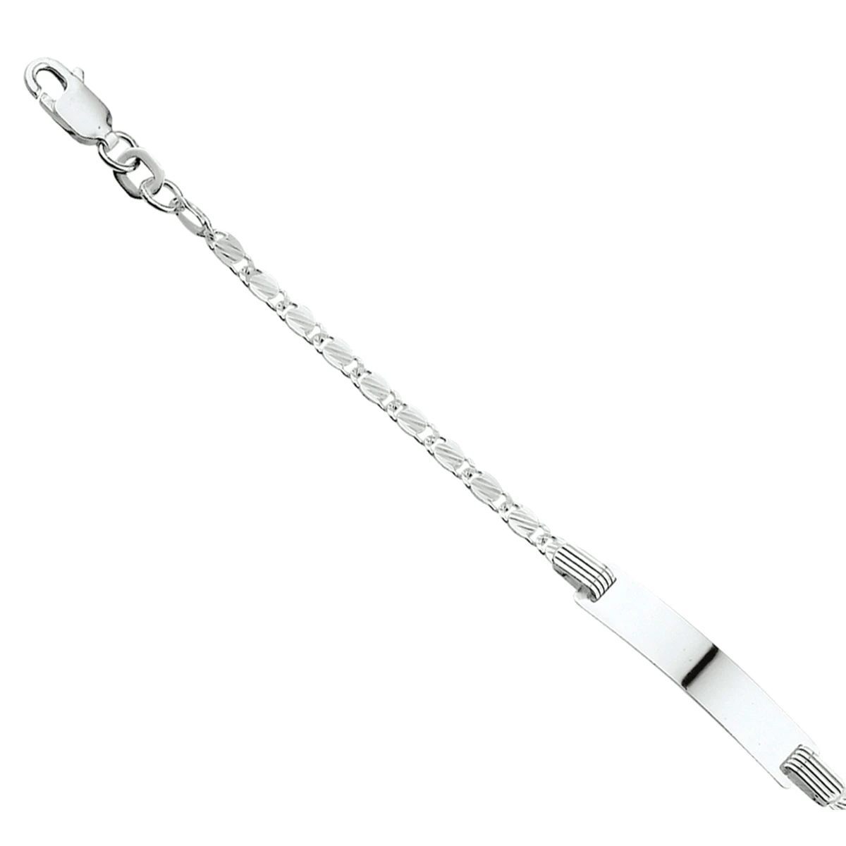 graveerarmband anker plaat 5,0 mm 13 - 15 cm zilver wit