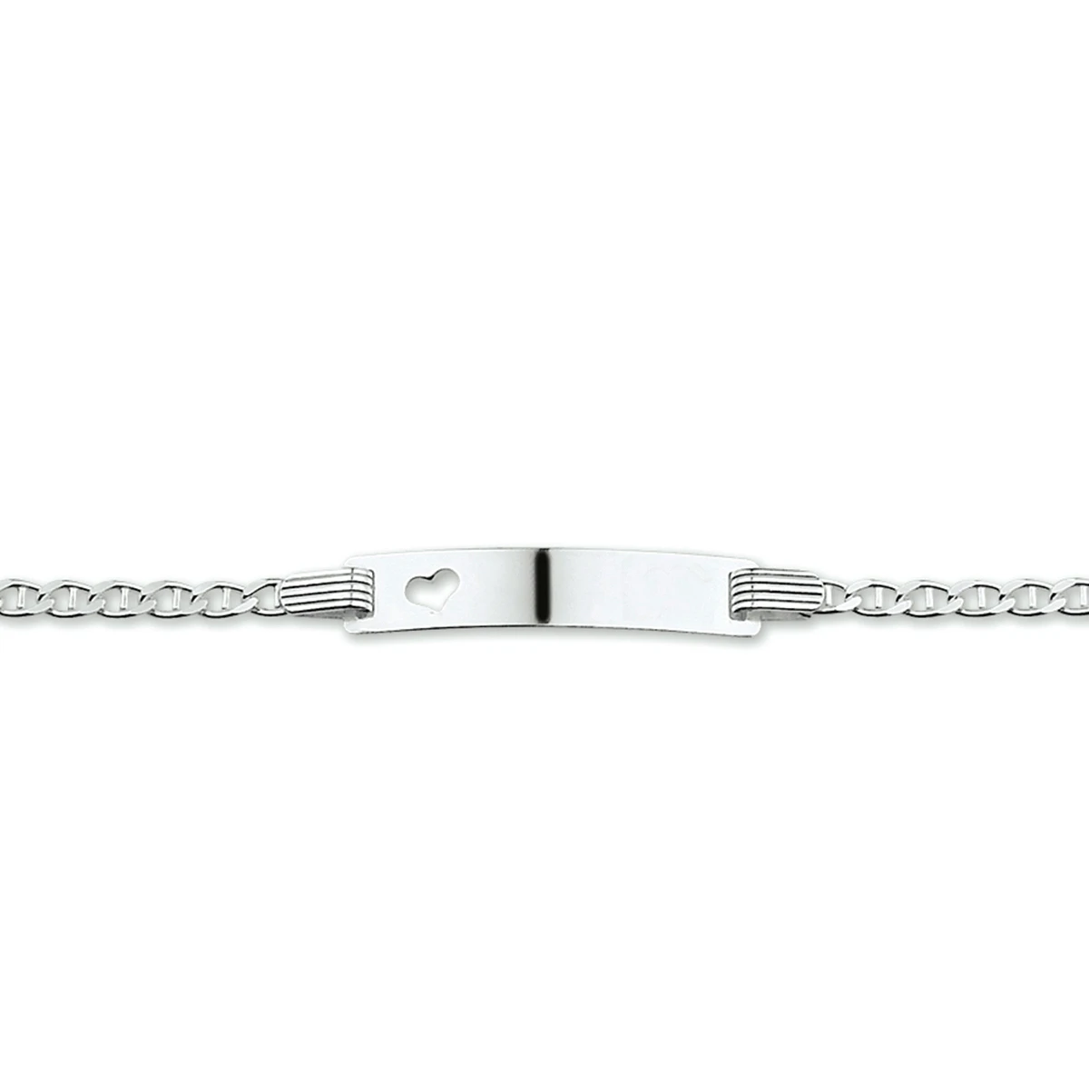 graveerarmband anker plaat 5,0 mm 13 - 15 cm zilver wit