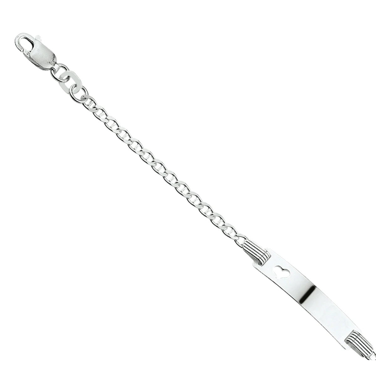 graveerarmband anker plaat 5,0 mm 13 - 15 cm zilver wit