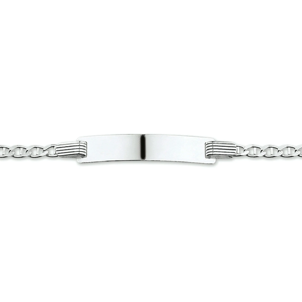 graveerarmband anker plaat 5,0 mm 13 - 15 cm zilver wit