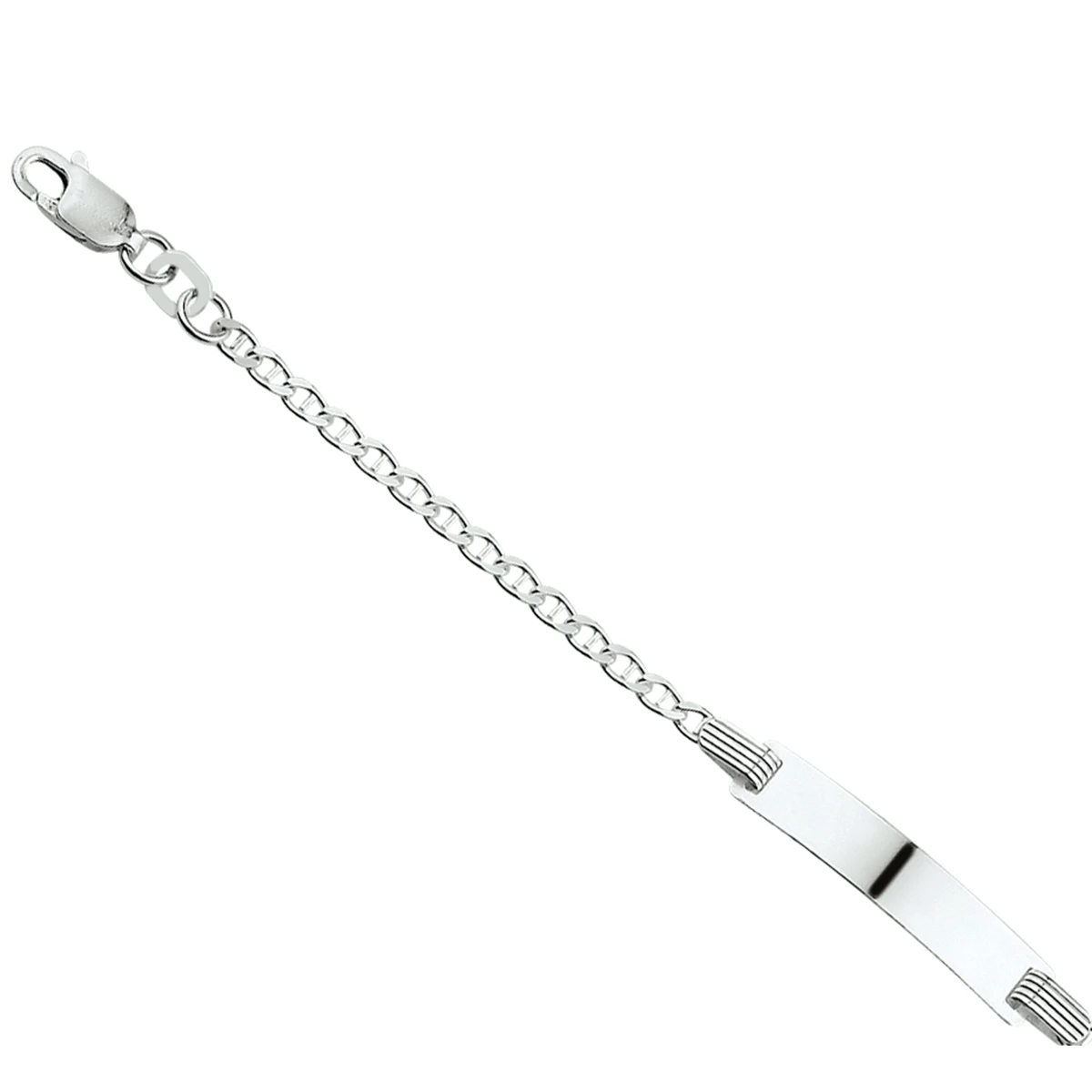 graveerarmband anker plaat 5,0 mm 13 - 15 cm zilver wit
