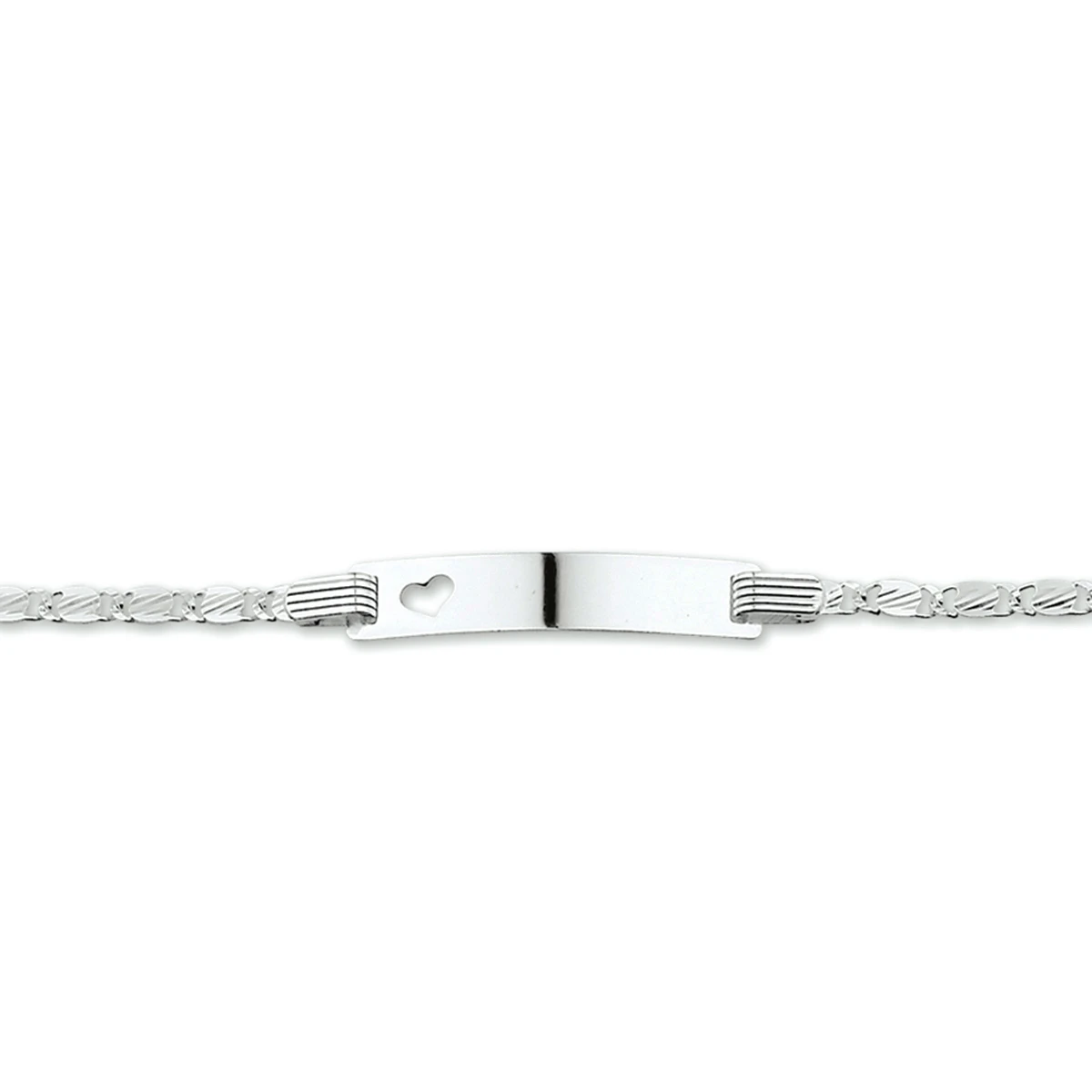 graveerarmband anker plaat 5,0 mm 13 - 15 cm zilver wit