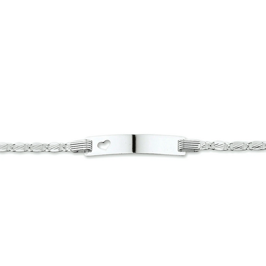 graveerarmband anker plaat 5,0 mm 13 - 15 cm zilver wit