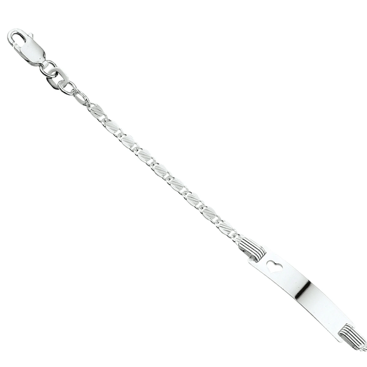 graveerarmband anker plaat 5,0 mm 13 - 15 cm zilver wit
