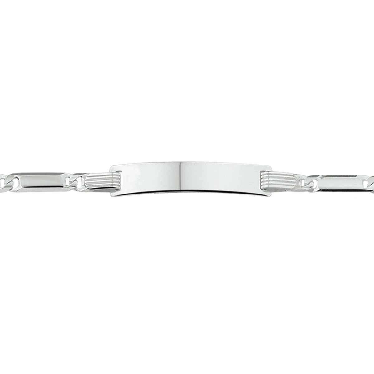 graveerarmband anker plaat 5,0 mm 14 - 16 cm zilver gerhodineerd