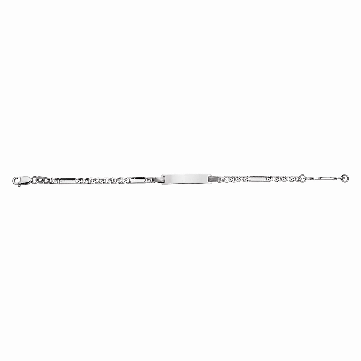 graveerarmband anker plaat 5,0 mm 14 - 16 cm zilver gerhodineerd