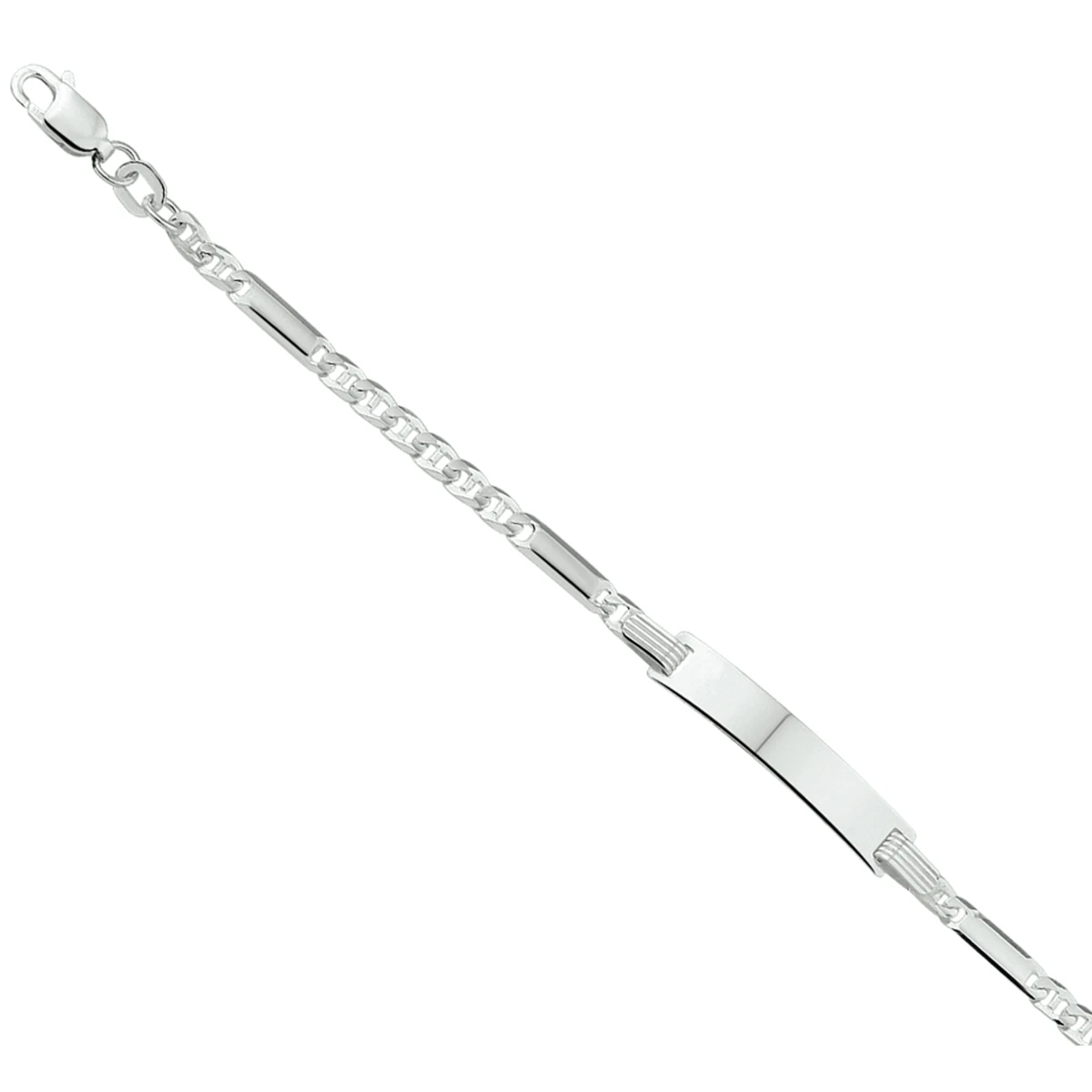 graveerarmband anker plaat 5,0 mm 16 - 18 cm zilver wit