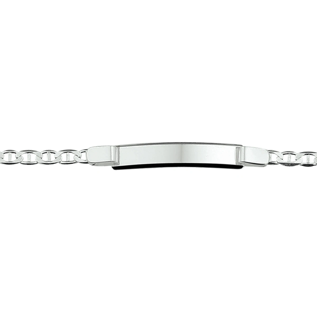 graveerarmband anker plaat 6 mm 19 cm zilver wit