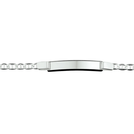 graveerarmband anker plaat 6 mm 19 cm zilver wit