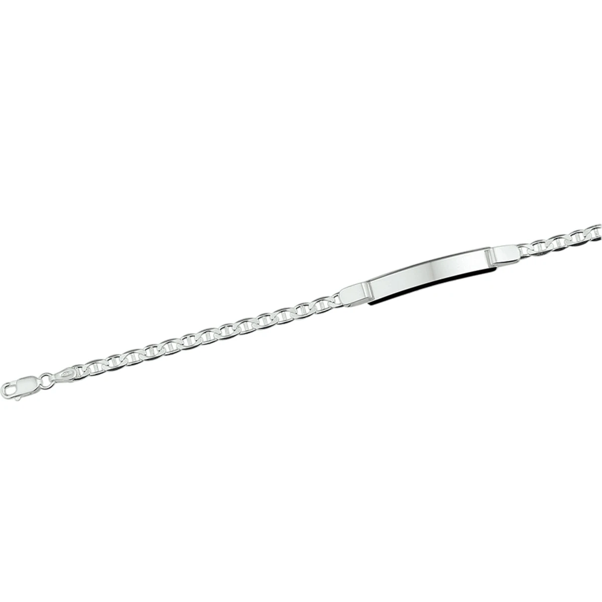 graveerarmband anker plaat 6 mm 19 cm zilver wit