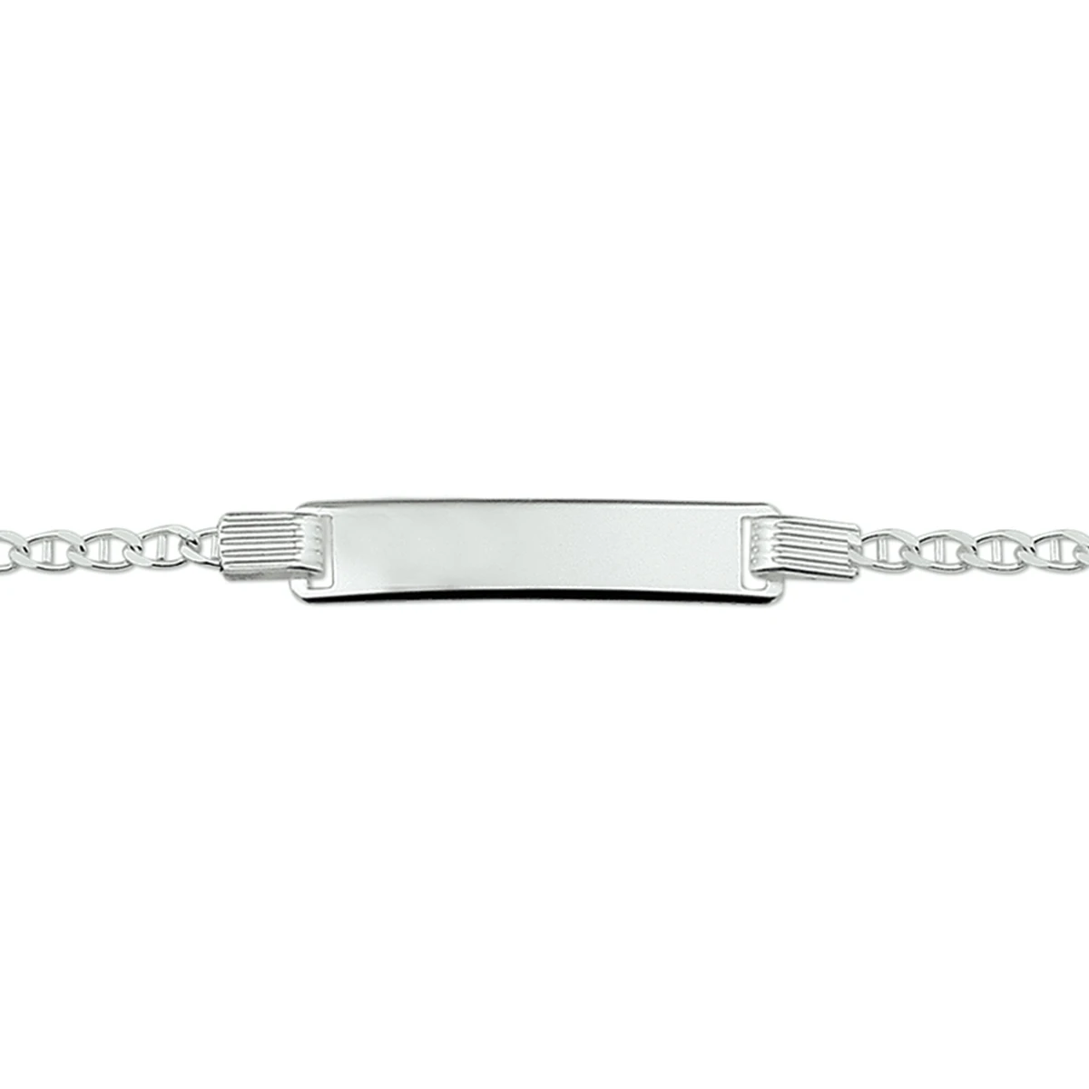 graveerarmband anker plaat 6,0 mm 16 - 18 cm zilver wit