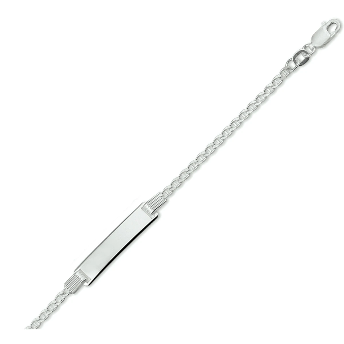 graveerarmband anker plaat 6,0 mm 16 - 18 cm zilver wit