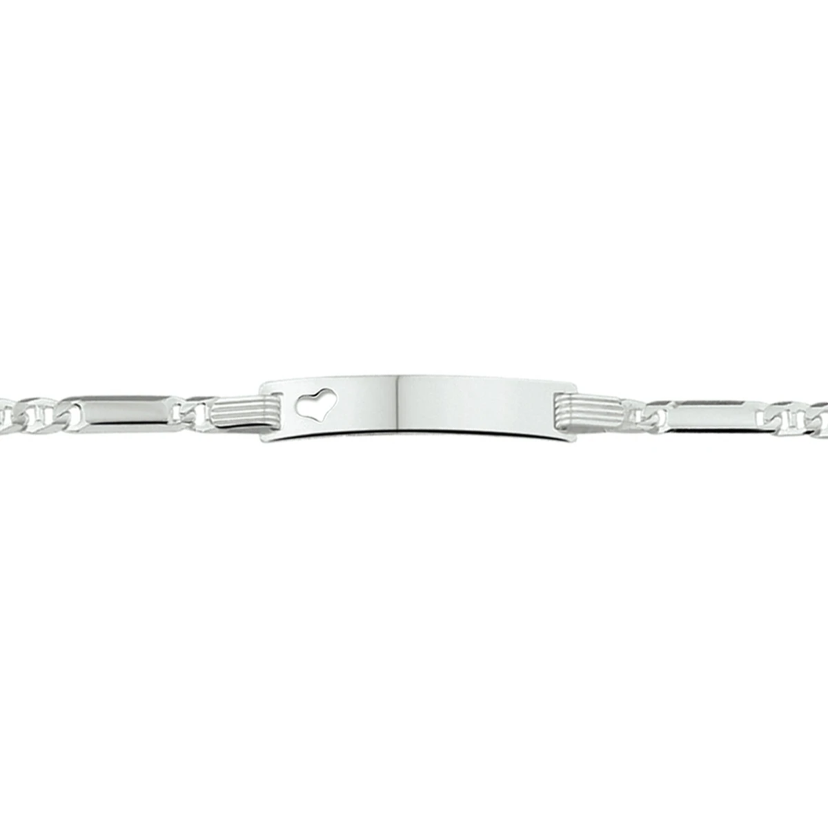 graveerarmband anker plaat met hartje 5,0 mm 16 - 18 cm zilver wit