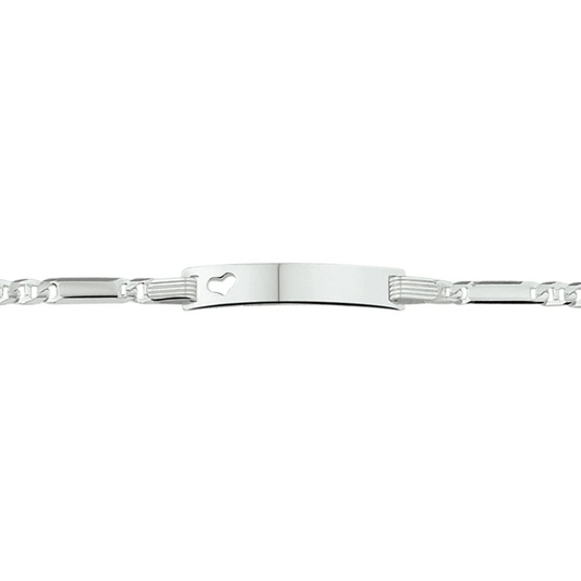 graveerarmband anker plaat met hartje 5,0 mm 16 - 18 cm zilver wit