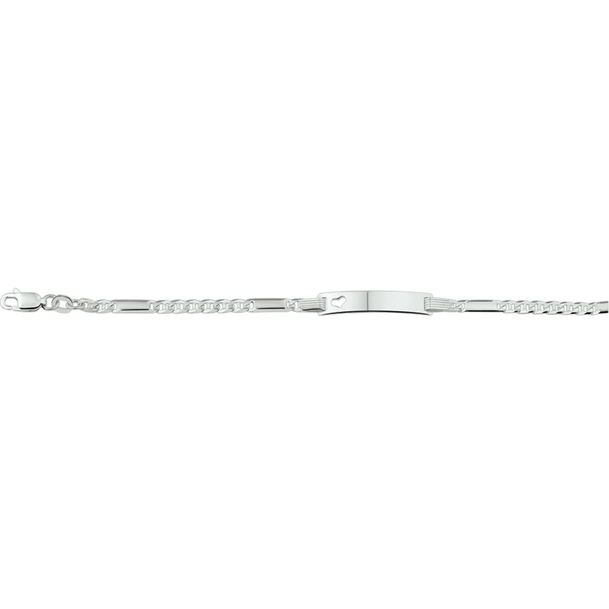 graveerarmband anker plaat met hartje 5,0 mm 16 - 18 cm zilver wit