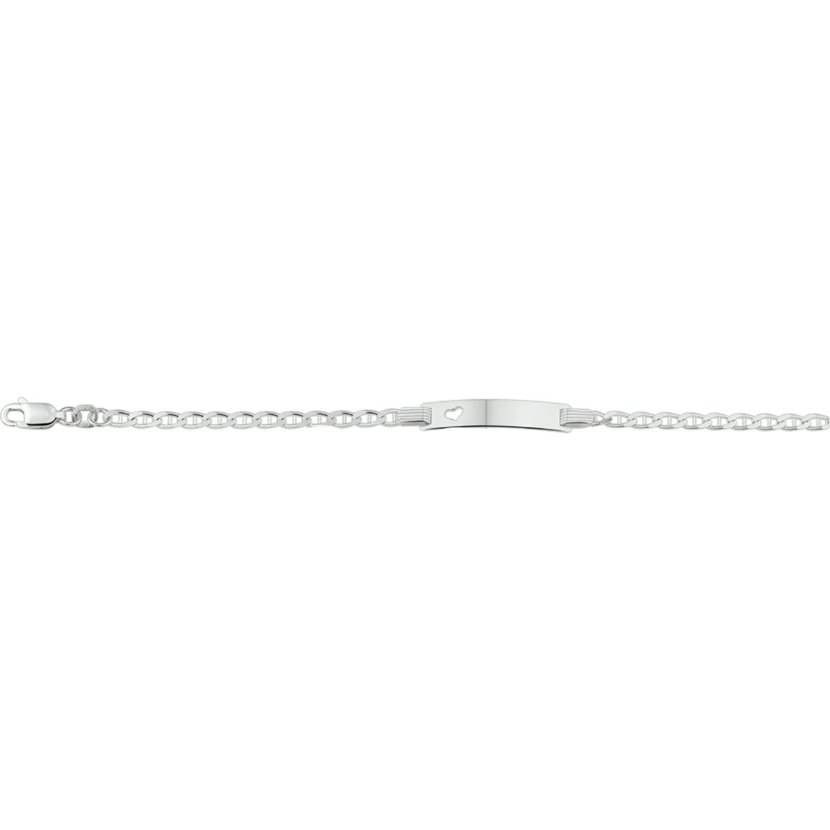 graveerarmband anker plaat met hartje 5,0 mm 16 - 18 cm zilver wit