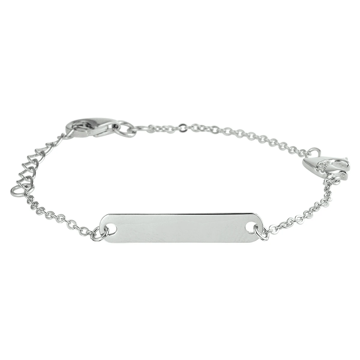 graveerarmband dolfijn zirkonia plaat 4,0 mm 11 + 2 cm zilver gerhodineerd