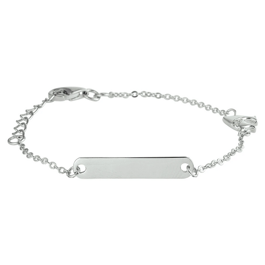 graveerarmband dolfijn zirkonia plaat 4,0 mm 11 + 2 cm zilver gerhodineerd