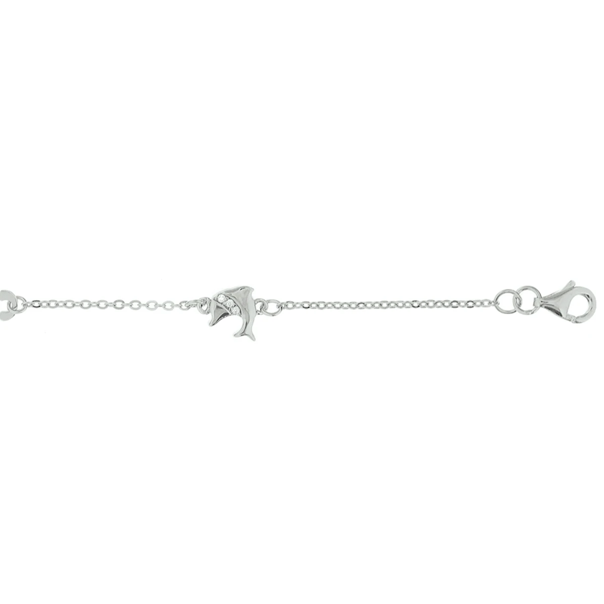 graveerarmband dolfijn zirkonia plaat 4,0 mm 11 + 2 cm zilver gerhodineerd