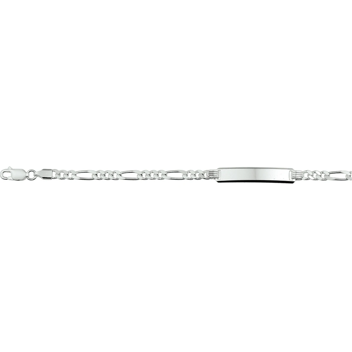 graveerarmband figaro 19 cm plaat 6 mm zilver gerhodineerd