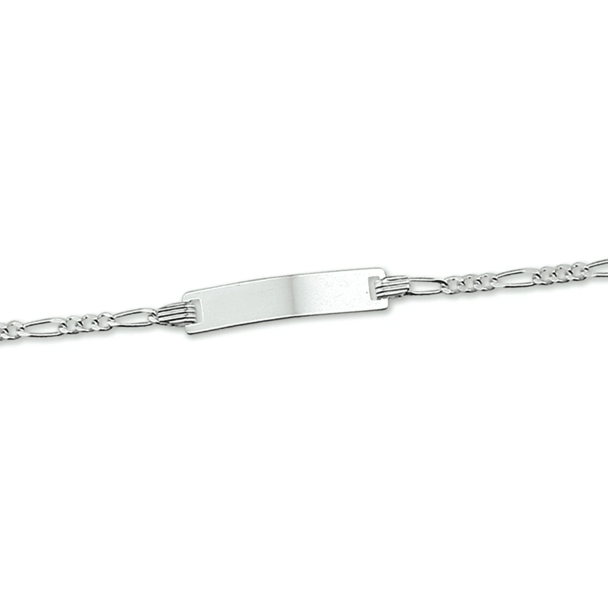 graveerarmband figaro plaat 4,2 mm 9 - 11 cm zilver gerhodineerd