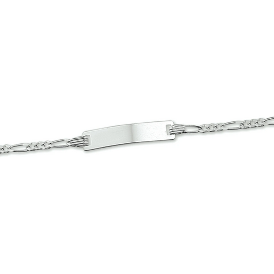 graveerarmband figaro plaat 4,2 mm 9 - 11 cm zilver gerhodineerd